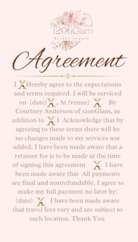 a wedding agreement with a pink background