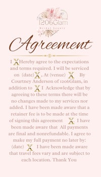 a wedding agreement with a pink background