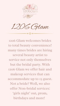 1206 glam welcomes brides to their wedding